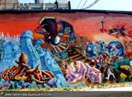 A cartoon style murales
