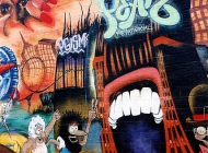 Part of the cartoon style murales